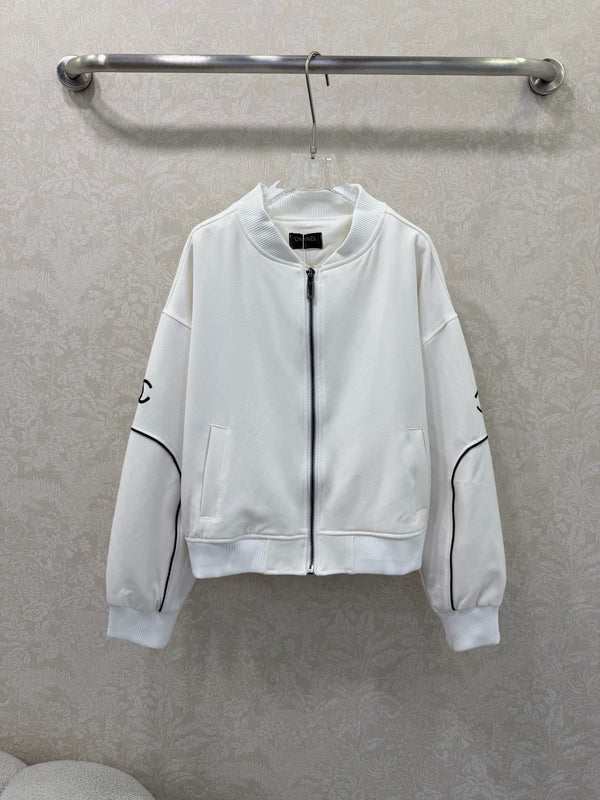 Veste en jean blanc CC 26s à col côtelé et rayures 353032