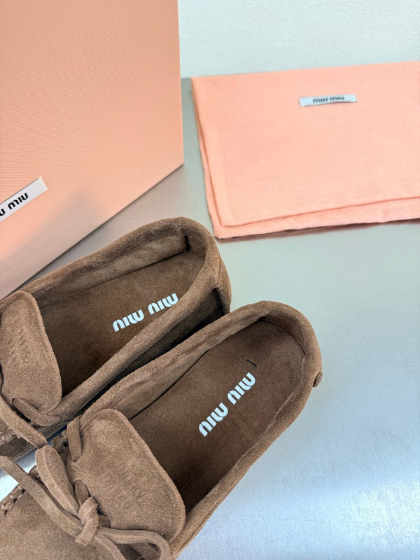 Miu Logo Loafer Coffee Suede 693519