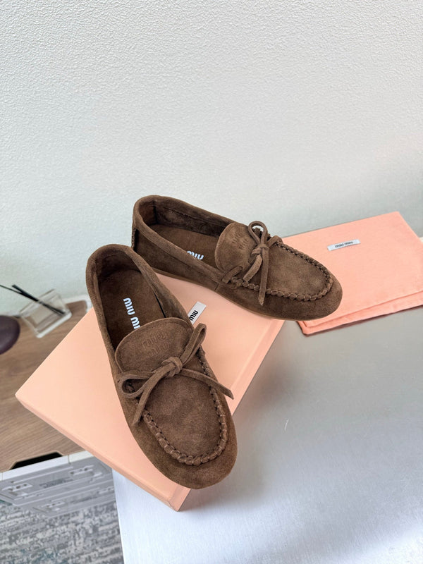 Miu Logo Loafer Coffee Suede 693519