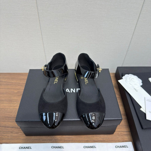 CC Ballerina Flats Black Calfskin 429731