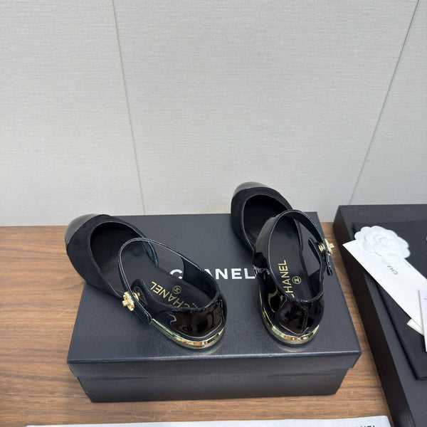 CC Ballerina Flats Black Calfskin 429731