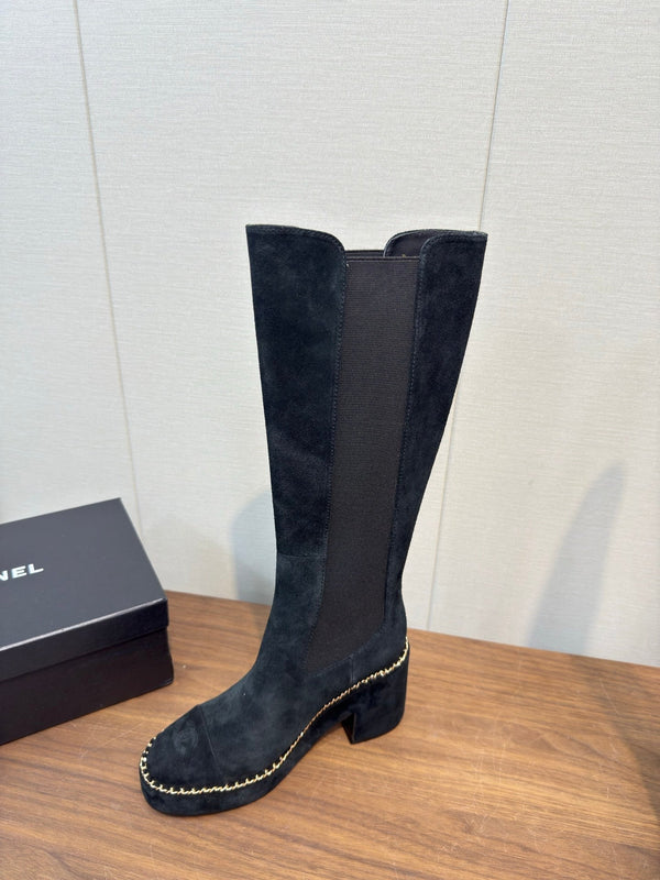 Chanel High Boot Black Suede 465607