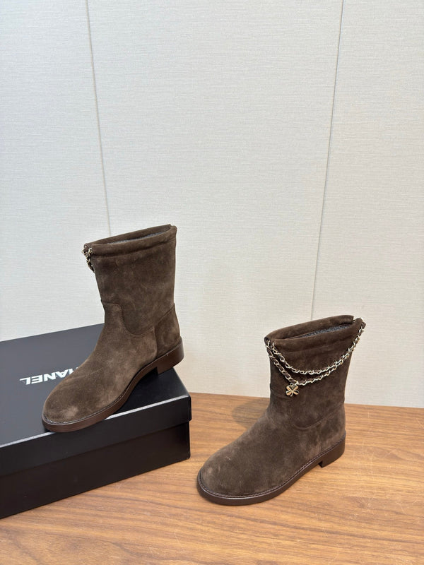 Chanel 25 Boot Brown Suede 465612