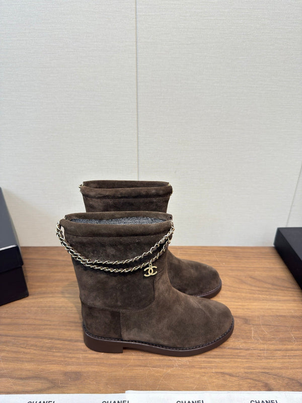 Chanel 25 Boot Brown Suede 465612