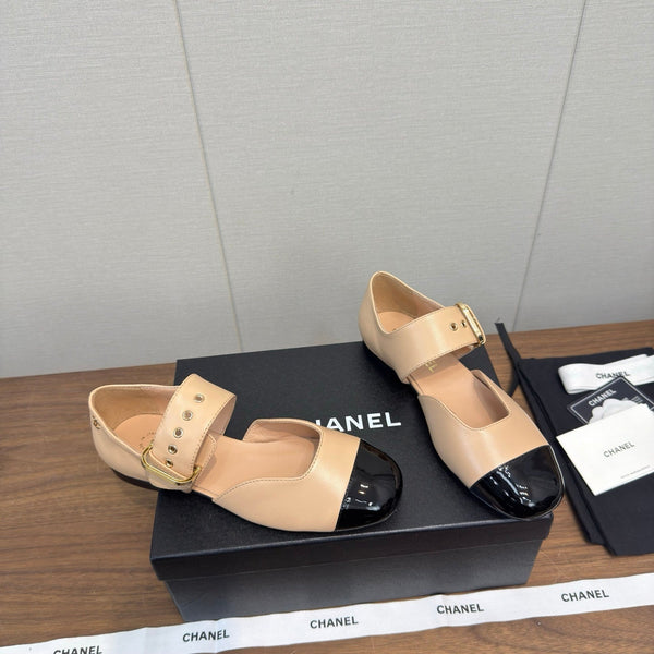 CC 26s Marry Jane plat 2,5cm Beige Noir cuir de vachette 632183