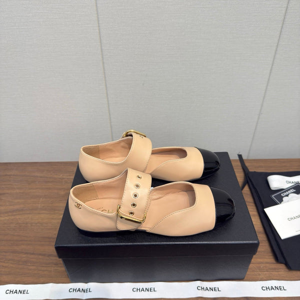 CC 26s Marry Jane plat 2,5cm Beige Noir cuir de vachette 632183