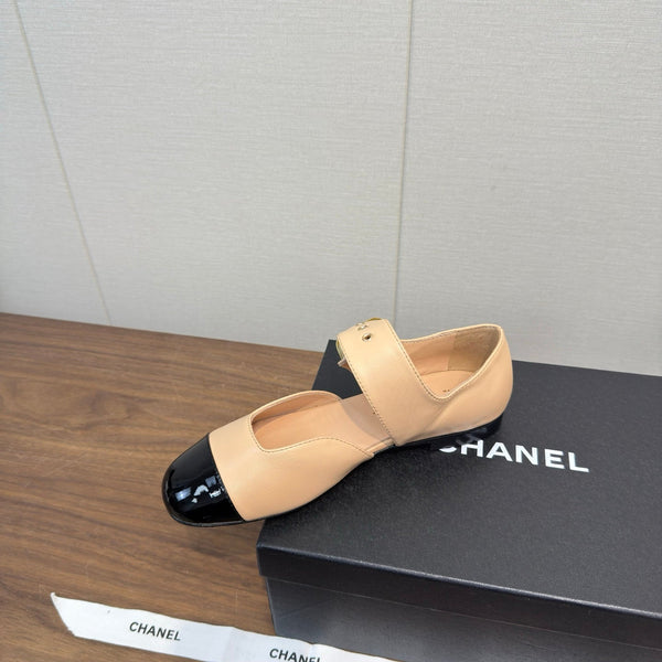 CC 26s Marry Jane plat 2,5cm Beige Noir cuir de vachette 632183