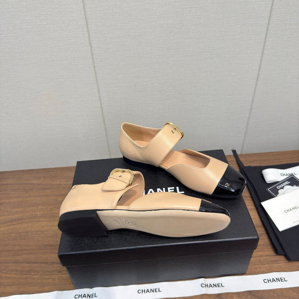 CC 26s Marry Jane plat 2,5cm Beige Noir cuir de vachette 632183
