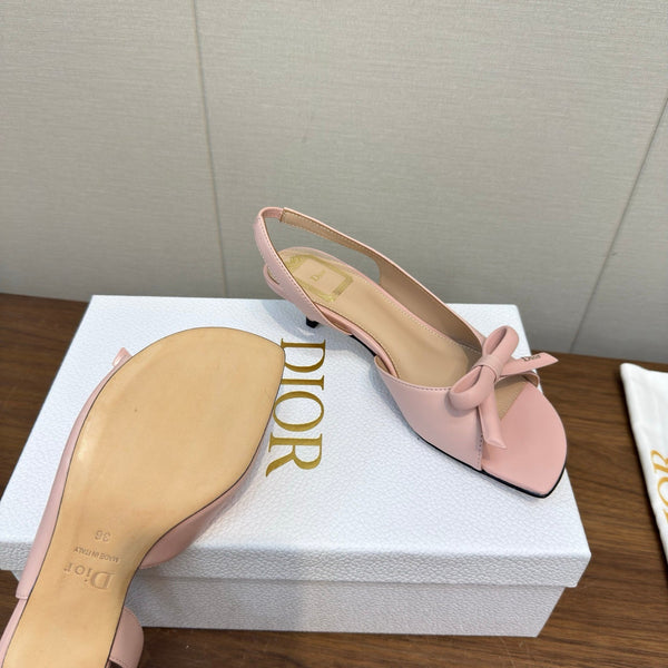 CD 26s Bow Heeled Slingback 1.5cm Light Pink Lambskin 922491