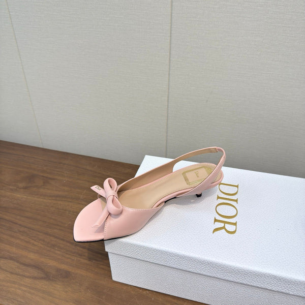 CD 26s Bow Heeled Slingback 1.5cm Light Pink Lambskin 922491