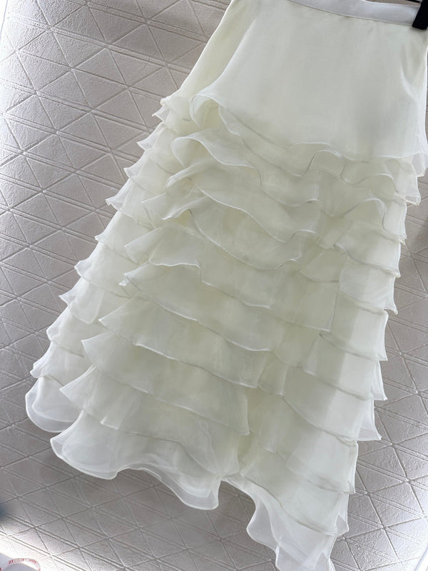 Dior 2025 High-waisted Tulle Skirt White Polyester 321314