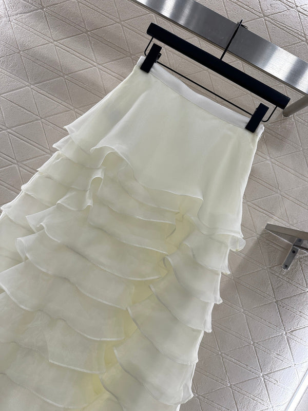 Dior 2025 High-waisted Tulle Skirt White Polyester 321314