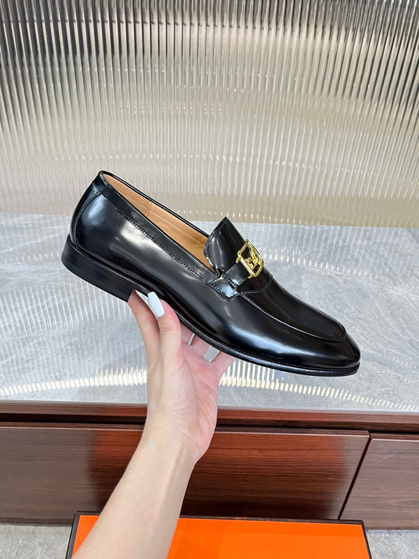 HM GOLD BUCKLE LOAFER BLACK CALFSKIN