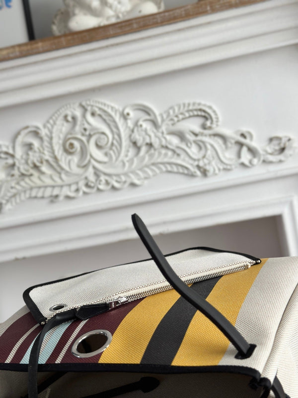 BORSA HERBAG ZIP 31 LACCATA IN TELA MARRONE MIX GIALLO H PLUME