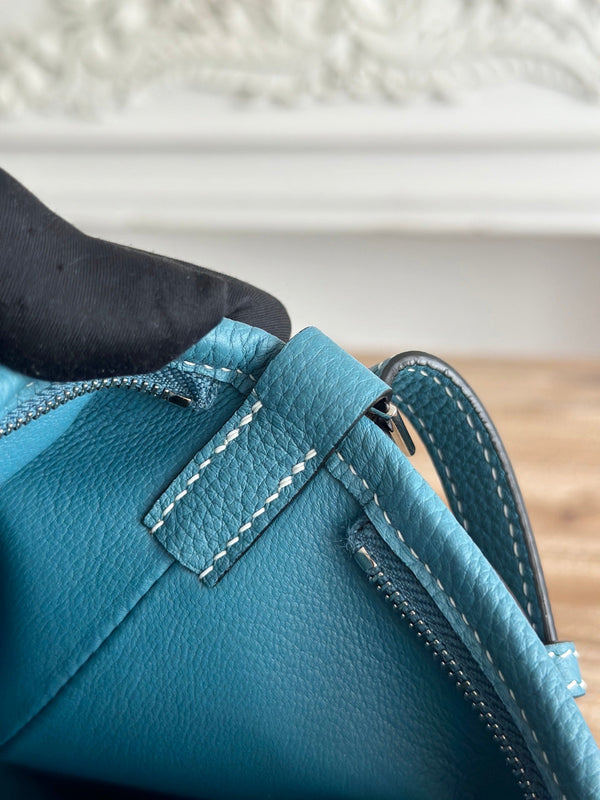 HM Berlingot Shoulder Bag Teal Blue Epsom Leather 270323