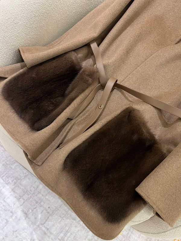 LP 25 Crew Neck Coat Brown Cashmere Fur 303967