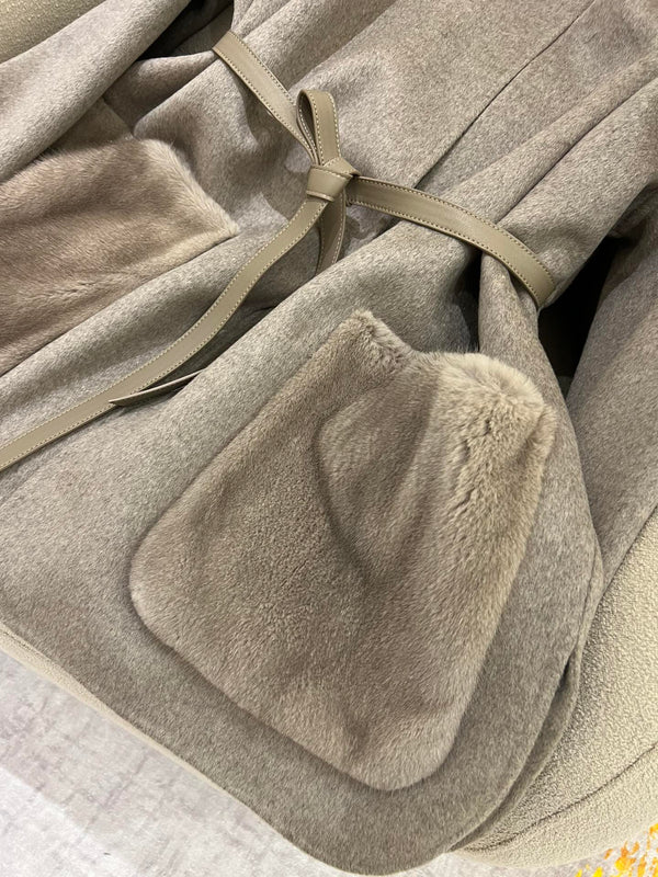 LP 25 Crew Neck Coat Light Gray Cashmere Fur 303966