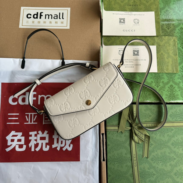 BORSA A TRACOLLA SUPER MINI 21 IN PELLE DI VITELLO GOFFRATA BIANCA