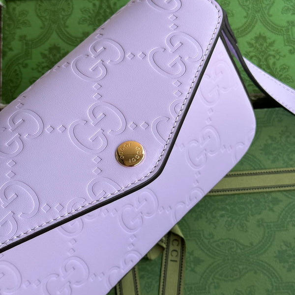 BORSA A TRACOLLA SUPER MINI 21 IN PELLE DI VITELLO GOFFRATA VIOLA CHIARO