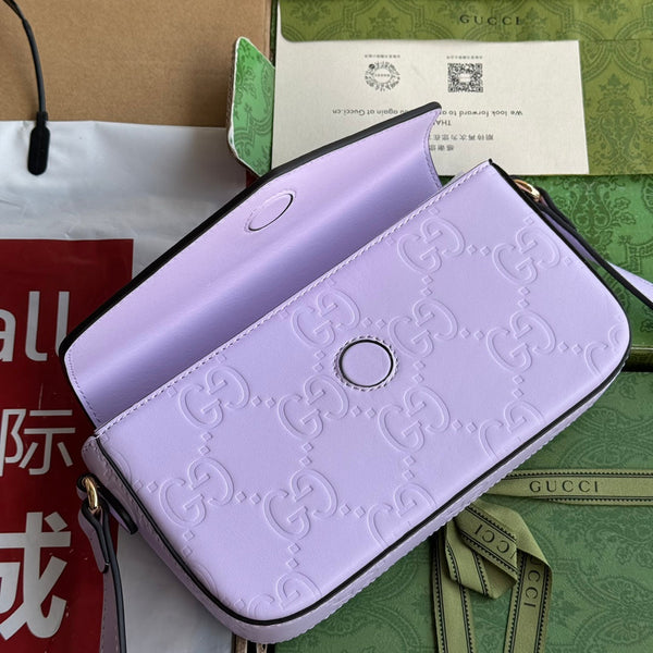 BORSA A TRACOLLA SUPER MINI 21 IN PELLE DI VITELLO GOFFRATA VIOLA CHIARO