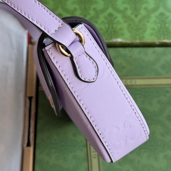 BORSA A TRACOLLA SUPER MINI 21 IN PELLE DI VITELLO GOFFRATA VIOLA CHIARO