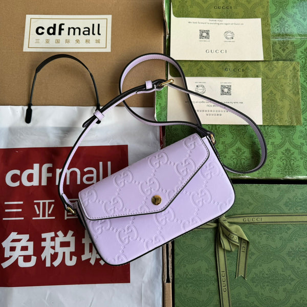 BORSA A TRACOLLA SUPER MINI 21 IN PELLE DI VITELLO GOFFRATA VIOLA CHIARO