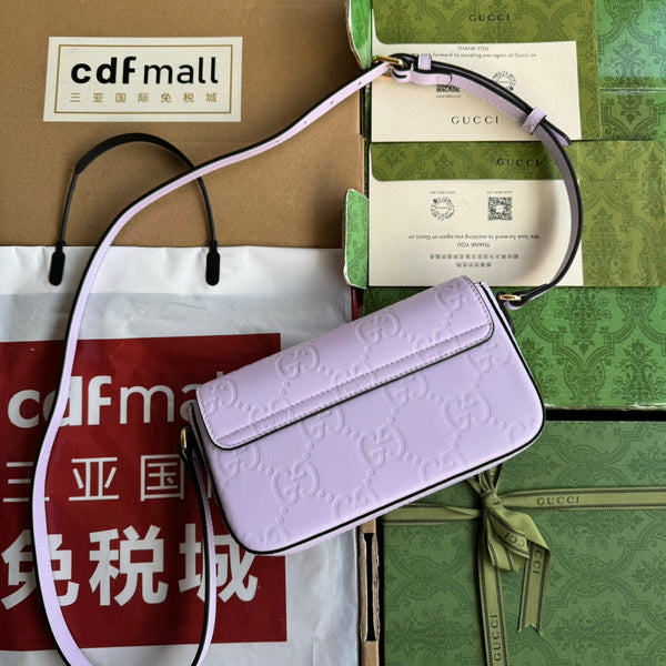 BORSA A TRACOLLA SUPER MINI 21 IN PELLE DI VITELLO GOFFRATA VIOLA CHIARO