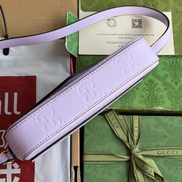 BORSA A TRACOLLA SUPER MINI 21 IN PELLE DI VITELLO GOFFRATA VIOLA CHIARO