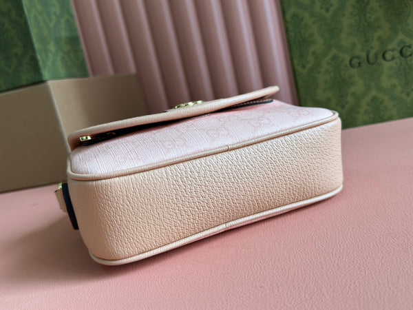 Gucci Ophidia 19cm Bag Pink Canvas 239919