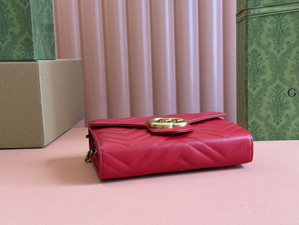BORSA A TRACOLLA PICCOLA MARMONT 20 IN PELLE DI AGNELLO ROSSA E FERRAMENTA ORO