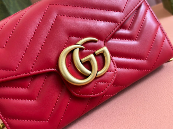 BORSA A TRACOLLA PICCOLA MARMONT 20 IN PELLE DI AGNELLO ROSSA E FERRAMENTA ORO