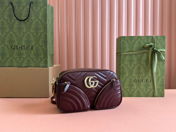 BORSA A TRACOLLA PICCOLA MARMONT 24 IN PELLE DI VITELLO ROSSO VINO CON FERRAMENTA ORO