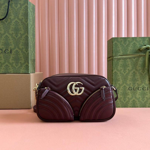 BORSA A TRACOLLA PICCOLA MARMONT 24 IN PELLE DI VITELLO ROSSO VINO CON FERRAMENTA ORO