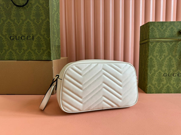 BORSA A TRACOLLA PICCOLA MARMONT 24 IN PELLE DI VITELLO BIANCA E FERRAMENTA ORO