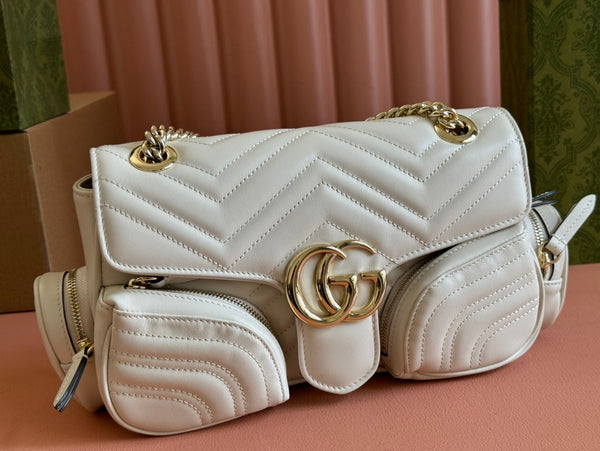 BORSA PICCOLA MARMONT MULTITASCHE 25 IN PELLE DI VITELLO BIANCA E FERRAMENTA ORO