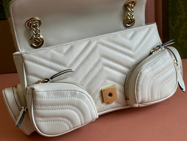 BORSA PICCOLA MARMONT MULTITASCHE 25 IN PELLE DI VITELLO BIANCA E FERRAMENTA ORO