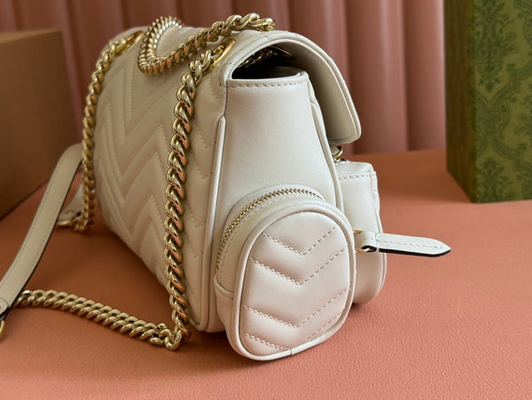 BORSA PICCOLA MARMONT MULTITASCHE 25 IN PELLE DI VITELLO BIANCA E FERRAMENTA ORO