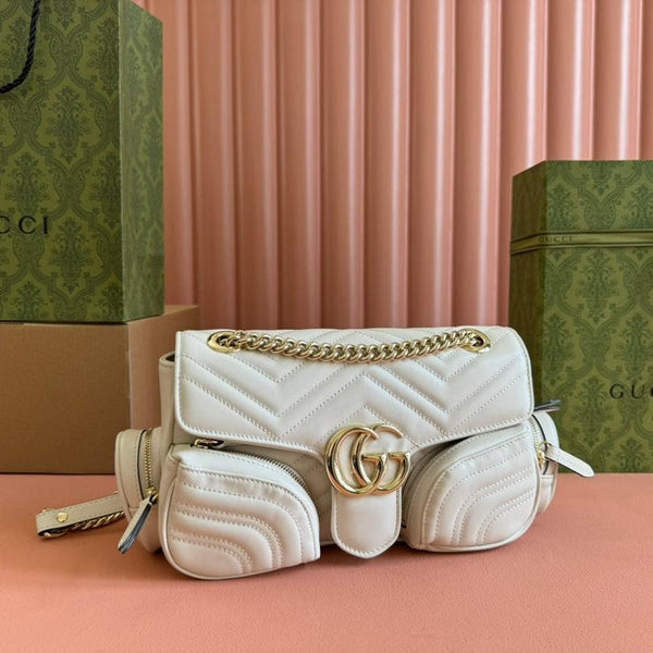 BORSA PICCOLA MARMONT MULTITASCHE 25 IN PELLE DI VITELLO BIANCA E FERRAMENTA ORO