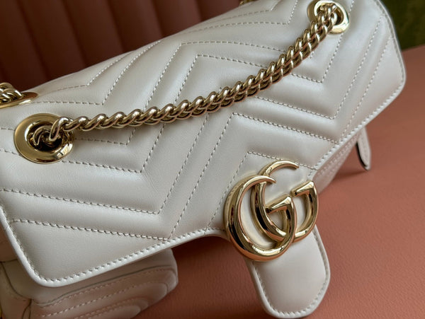 BORSA PICCOLA MARMONT MULTITASCHE 25 IN PELLE DI VITELLO BIANCA E FERRAMENTA ORO