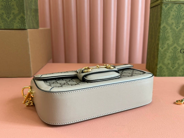 Gucci Horsebit 1995 Bag Ebony mix Beige Canvas 244275
