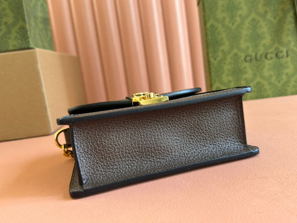 Borsa Gucci Ophidia 17,5 cm in tela e pelle marrone ebano 248489