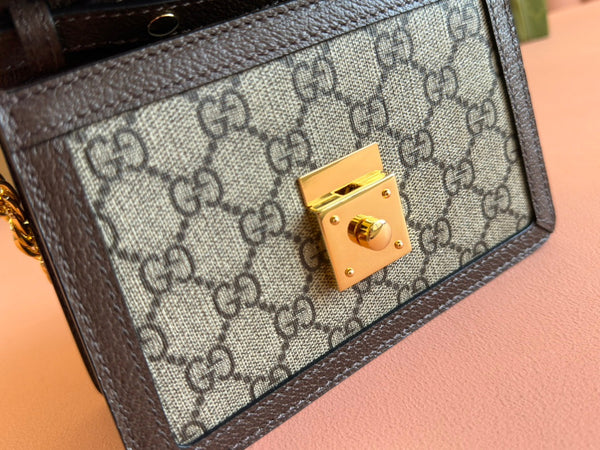 Borsa Gucci Ophidia 17,5 cm in tela e pelle marrone ebano 248489
