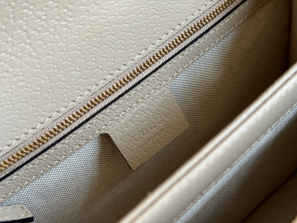 Borsa Gucci Ophidia 25cm Beige Bianco Tela Pelle 248494
