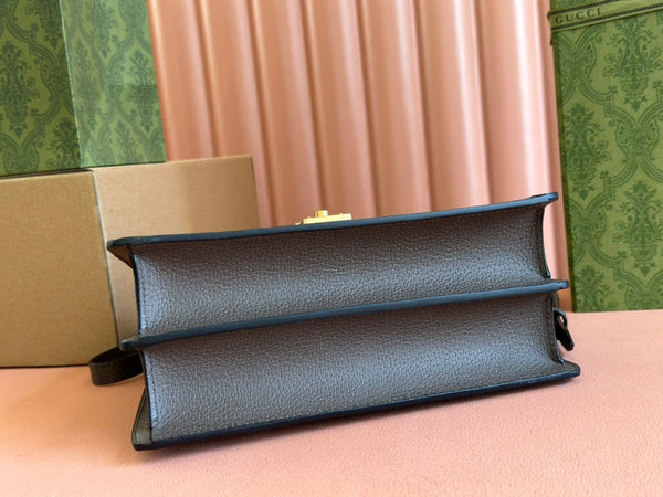 Borsa Gucci Ophidia 25cm in tela e pelle marrone ebano 248495
