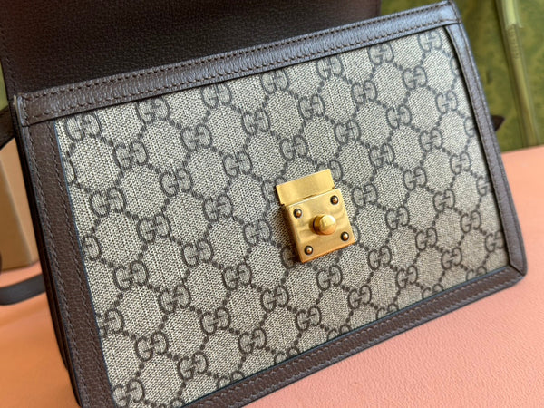 Borsa Gucci Ophidia 25cm in tela e pelle marrone ebano 248495