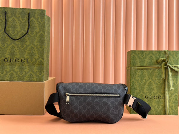 Gucci Interlocking G belt bag Black Leather Canvas 248163