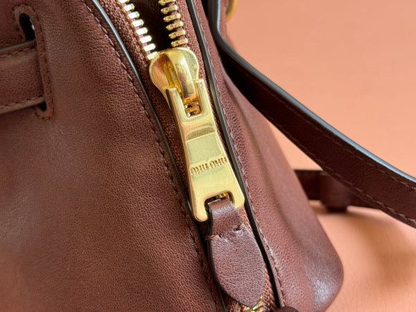 Briarwood Aventure Nappa Leather Top-handle Bag 28cm Chocolate 231055