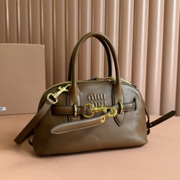 Briarwood Aventure Nappa Leather Top-handle Bag 28cm Brown 231057