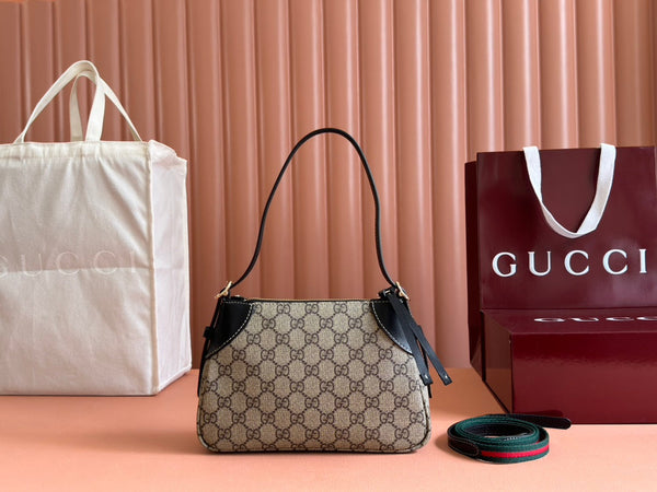 Borsa Gucci Ophidia 24,5 cm in tela nera ebano 248561