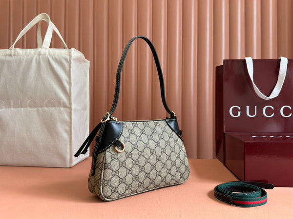 Borsa Gucci Ophidia 24,5 cm in tela nera ebano 248561